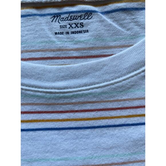 Madewell Womens/Teens Vertical Strip Rainbow Retro T-Shirt Size XXS Cotton - Picture 5 of 6